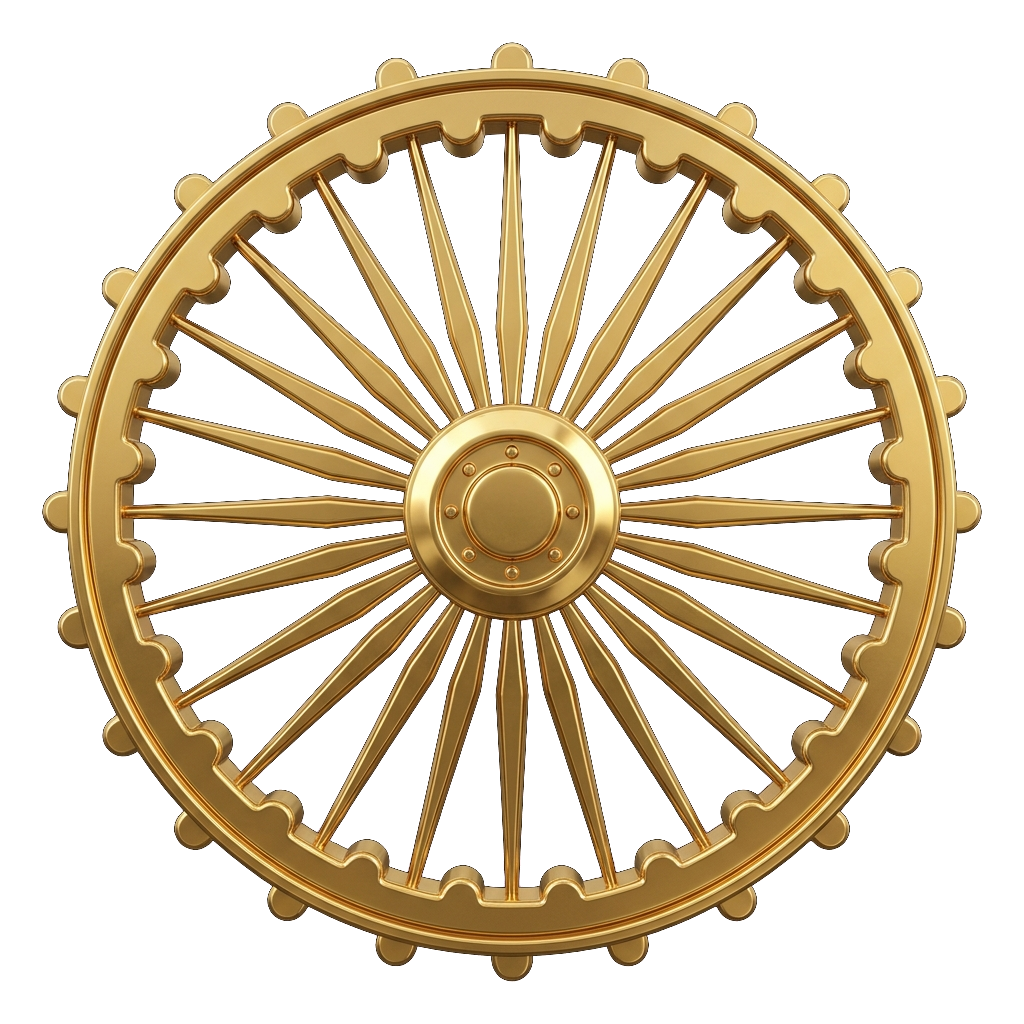 Rotating 3D Golden Ashoka Chakra